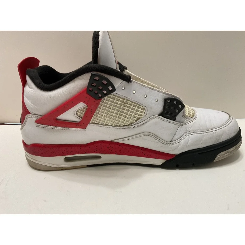 Air Jordan 4 Retro Red Cement White Fire Red Black DH6927-161 Mens 11.5 No Laces